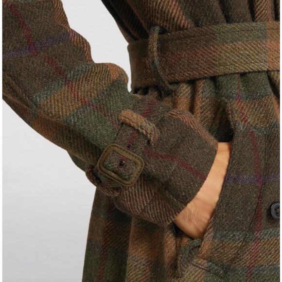 Ralph Lauren Purple Label Wool Belted Trench Coat Plaid Tartan Belt Men’s 40R - Picture 6 of 12